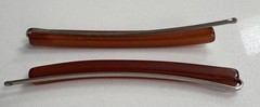 Pair (2) Vintage Caramel Brown Lucite Hair Barrettes Bobby Pins Hair Accessory