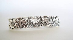 Silver flowers leaves vine metal flower filigree hair clip barrette