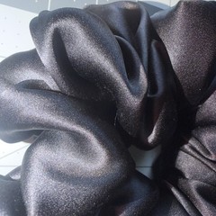 XXL Silk Scrunchie Women Elastic Hairbands / ponytail /Hair Ties. Black