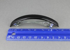 Black thin skinny narrow rectangle barrette hair clip 4.5″ long