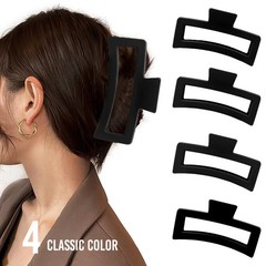 4 Pack 5″ Black Extra Large Hair Claw Clips For Thick & Long Hair Non-slip Women