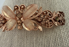 Hair Barrettes Lucite & Rhinestone Butterefly, Black Flower,Small Bar w/Stones