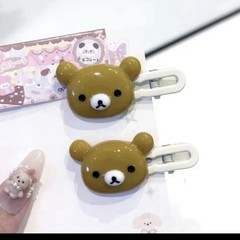 Cute Bear Face Cartoon Hair Clip Barrettes Set White & Brown Plastic | Women