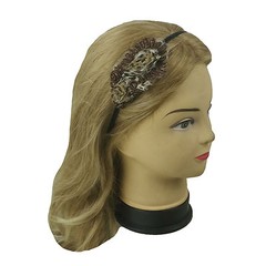 4 pcs Assorted Color Thin Hairband Metal Headband with Leopard Design