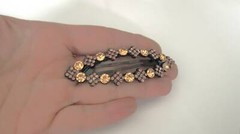 Blue or pink crystal hair pin snap clip barrette for fine thin hair