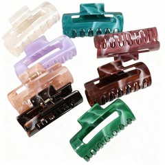 ONCHSH 4.3 Inch Medium Square Hair Claw Clips 1 Count (Pack of 8), Mix color