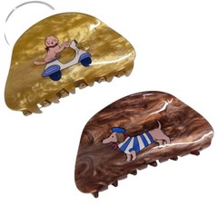 Anthropologie Euro Pups Dog Hair Claw Set of Two Blonde Brown Multi-Color New