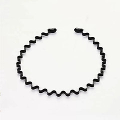 Unisex Black Elastic Non Slip Simple Metal Headbands for Men Women Wavy Hairband