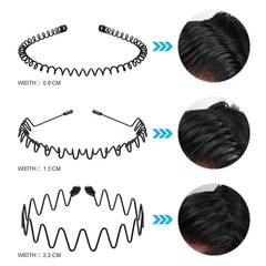 Metal Hair Headband Wave Style Hoop Band Comb Sports Hairband for Men Women
