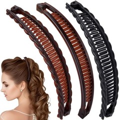 SmallCat 3pcs Large Banana Hair 1 Count (Pack of 3), Black, Coffee, 2 styles