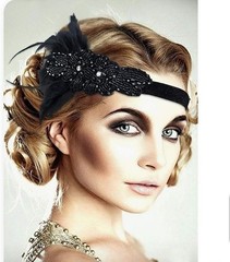 1920s Flapper Headband Rhinestone Beaded Feather Hairband 20s Gatsby Headpiece