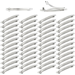 50 Pack 4 Inch Silver Metal French Barrettes Automatic Spring Snap Hair Clips