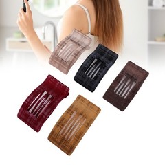 5 Pack Elegant Stylish Large Flat Hair Clips For Women Black Red Brown
