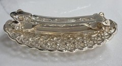 Flower Filigree Design Spring Clip Hair Barrette Hairpin Faux Pearl Silvertone