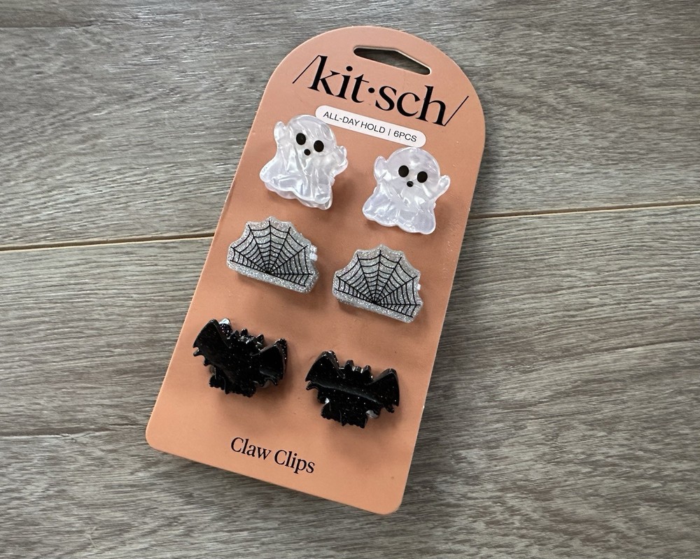 Kitsch Mini Claw Clips 6-pc. Halloween Hair Accessory Set Ghosts Bats Webs New