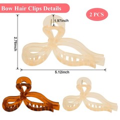Bow Hair Claw Clips Elegant Large Accessories for Women Gift Beige&Brown