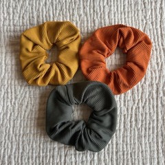 TAI Swim Ribbed Hair Scrunchies Set of 3 Orange Yellow Gray