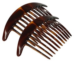 Parcelona French Tapered Edge 11 Teeth Side Hair Combs for Women & Girls (2Pcs)