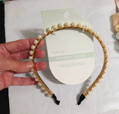 Hair Bands lot of 6. Pink bow, padded. pearl beads on goldtone band. All 6 New