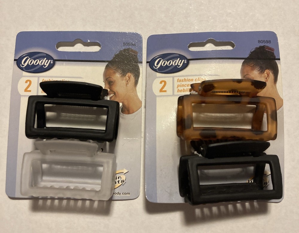 Goody 2 Open Rectangular Fashion Plastic Claw Clips (2 Diff Sets) 2001 New G46