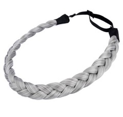 Ladies Braided Synthetic Plait Elastic Hair Headband Three Strand 1” Wide