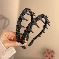Black Beaded Decorative Headband for Women and Teens