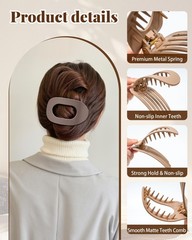 6 PCS Flat Hair Clips for Women – French Medium Medium, Matte coffee color