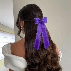 4PCS Ruffle Layered Hair Bows Alligator Clips Big Bowknot Black/Purple/White