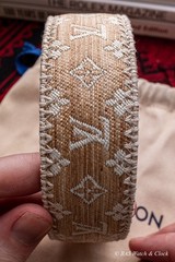 Louis Vuitton Headband LV Monogram Canvas Leather Hair Accessory Beige Tan Gold