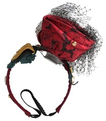 DOLCE & GABBANA Headband Multicolor Rose Silk Crystal Netted Logo Diadem 1100usd
