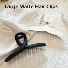 2 PCS Large Matte Hair Claw Clips, 6 Inch Extra Big Black and White