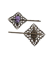 Two Resin Skeleton Cameo Hair Pin Barrettes #22090