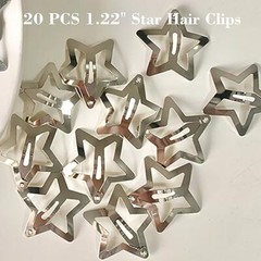 20 PCS 1.22″ Star Hair Accessories – Non-Slip Metal Snap 1.22″ Silver(20PCS)