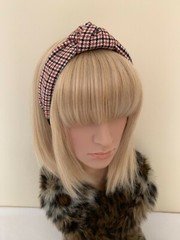 Houndstooth wool top knot ladies headband rockabilly pin up retro vintage womens