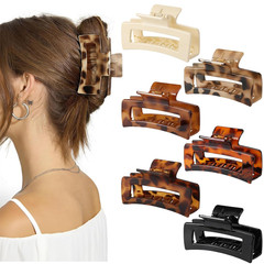 6 Pcs Rectangle Tortoise Shell Claw Clip – 3.35 Inch Medium Hair Clips for Women