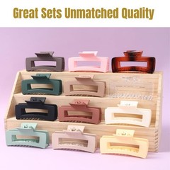 12 Pcs Large Square Hair Claw Clips for Women, 4.3-Inch Matte Multicolor 1