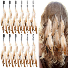 12 Pcs Clip in Hair Feathers Extensions for Women Colored Boho Feather Hair Clip