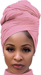 Pink Hair Wrap for Women Long Stretch Jersey Head Scarf Summer Breathable Li…