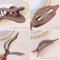 CHANDAT Flat Hair Clip 6 pcs Lay Down Claw Clips 1 Count (Pack of 6), Brown