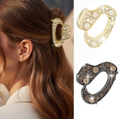 CASDRE Rhinestone Hair Clips Sparkly Metal 1 Count (Pack of 1), Color A
