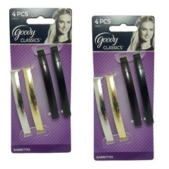 Womens Classic Metal Domed Barrettes (3-1/4 inches) ([2 Pack of 4)