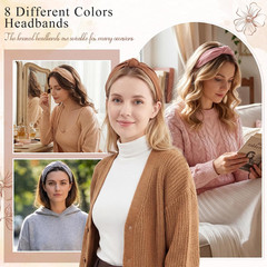 8Pcs Headbands for Women, Fashion Knotted Hairbands Brown Series Teacher Headban