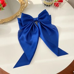 11 Solid Color Satin Ribbon Big Bows Hairpin Spring Clips Hair Accessories