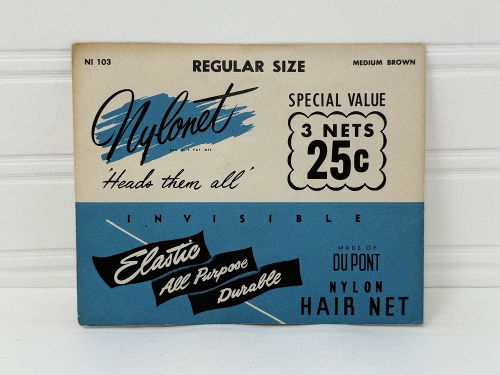 Vintage Nylonet Elastic DuPont Hair Net – Set of 3 – No. 103 – Medium Brown