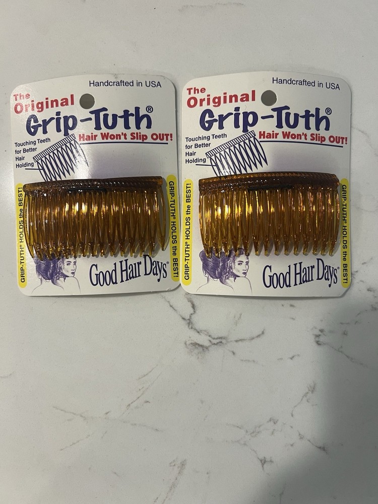 NEW The Original Grip-Tuth Good Hair Days #414 Shell 2 3/4” Combs Two Sets Of 2