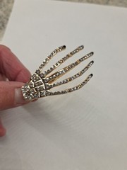 Piper K Rhinestone Skeleton Hair Clip Barrettes Sparkly 2.5″ Gold Tone