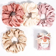 XL Big Silk Scrunchies Hair Ties for Women 1 Count (Pack of 4) Pink ,Champagne