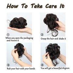Synthetic Messy Curly Hair Bun Elastic Scrunchie Fluffy Hair Piece for Women