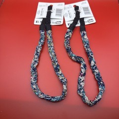 2-PK Scunci Beaded Headwrap Blue Gold Metallic Beads Hair Wrap Style 20529-5