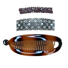 Set Of 3 Hair Clips Hair Barrettes Clip In Glam Event Prom Wedding Rhinestone